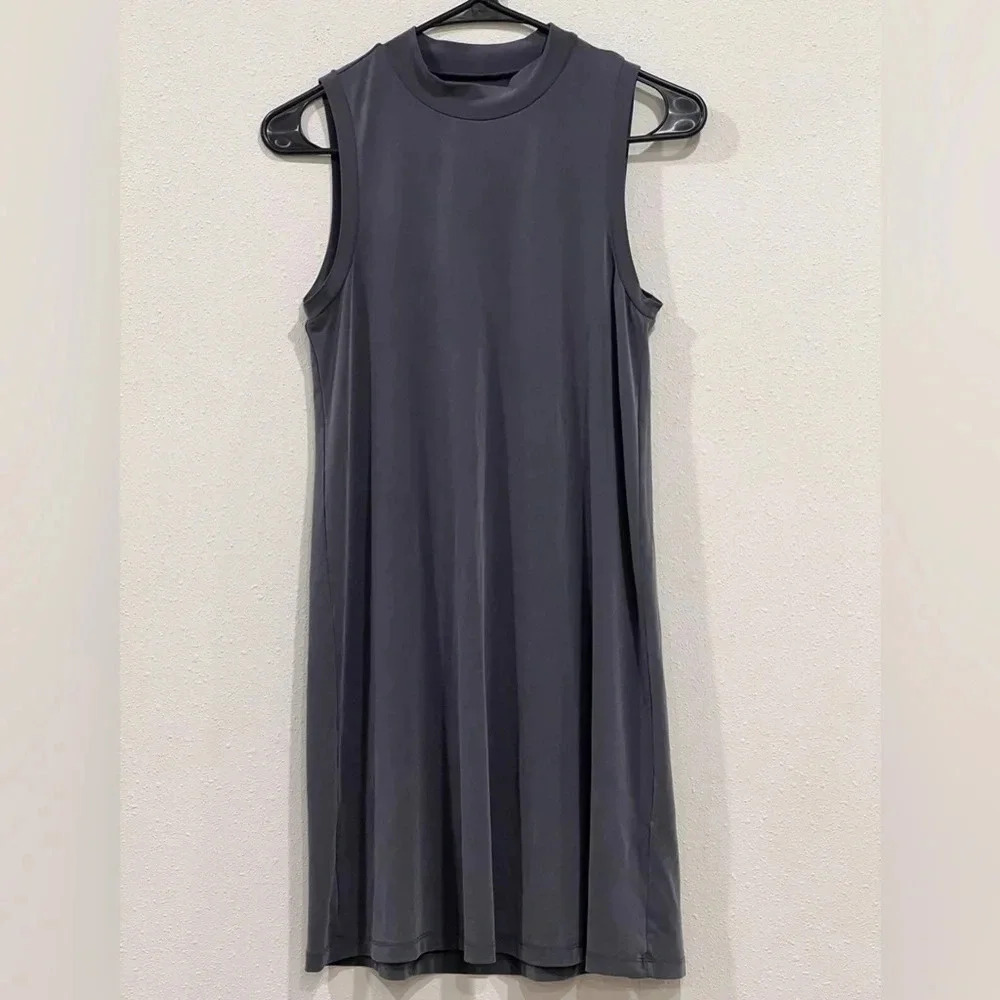 Madewell Women's XXS Sandwashed Gray Mock Neck Tank Jersey Dress - Picture 1 of 5